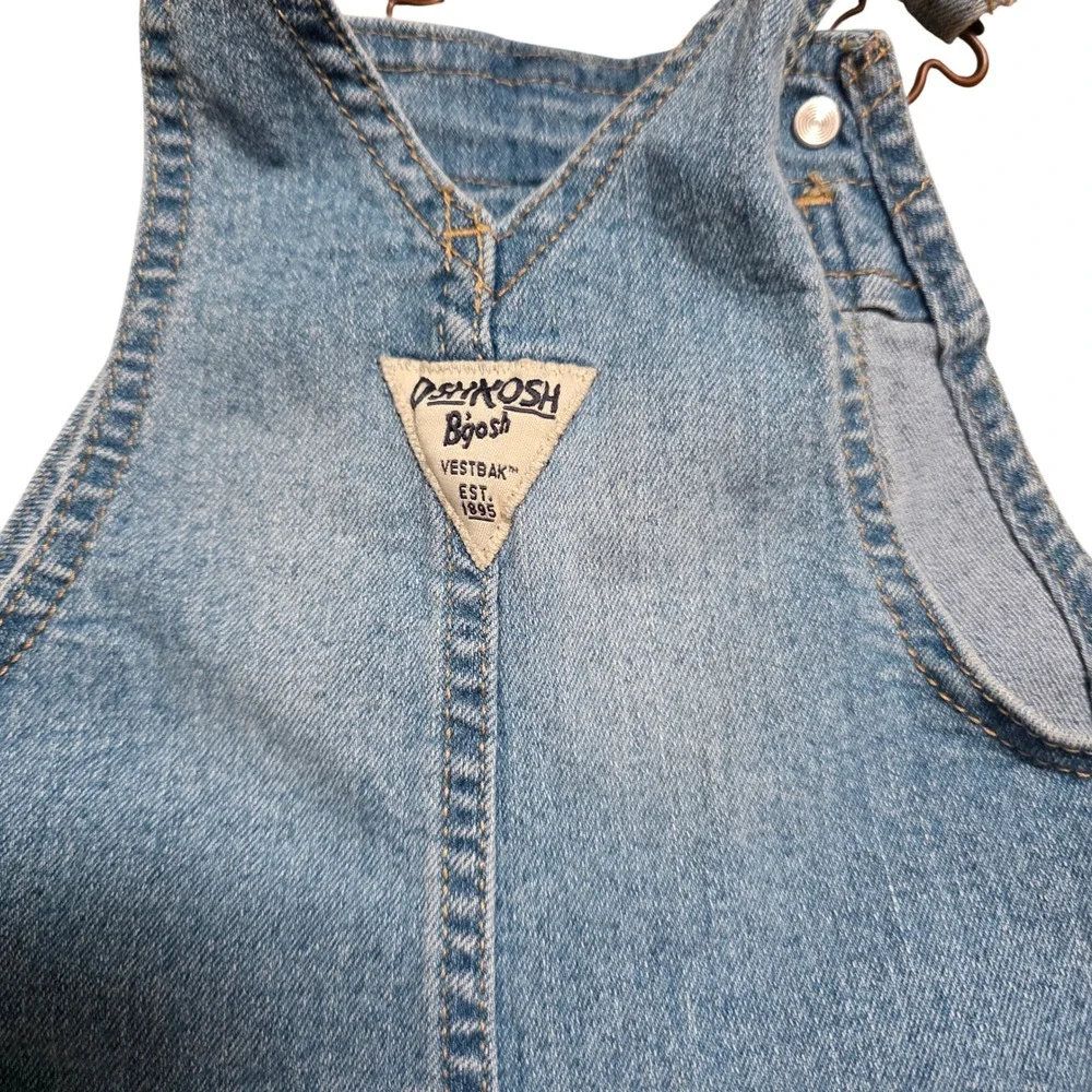 OshKosh Bgosh 18M Baby Girl Denim Overalls Butterfly Floral Embroidered Blue